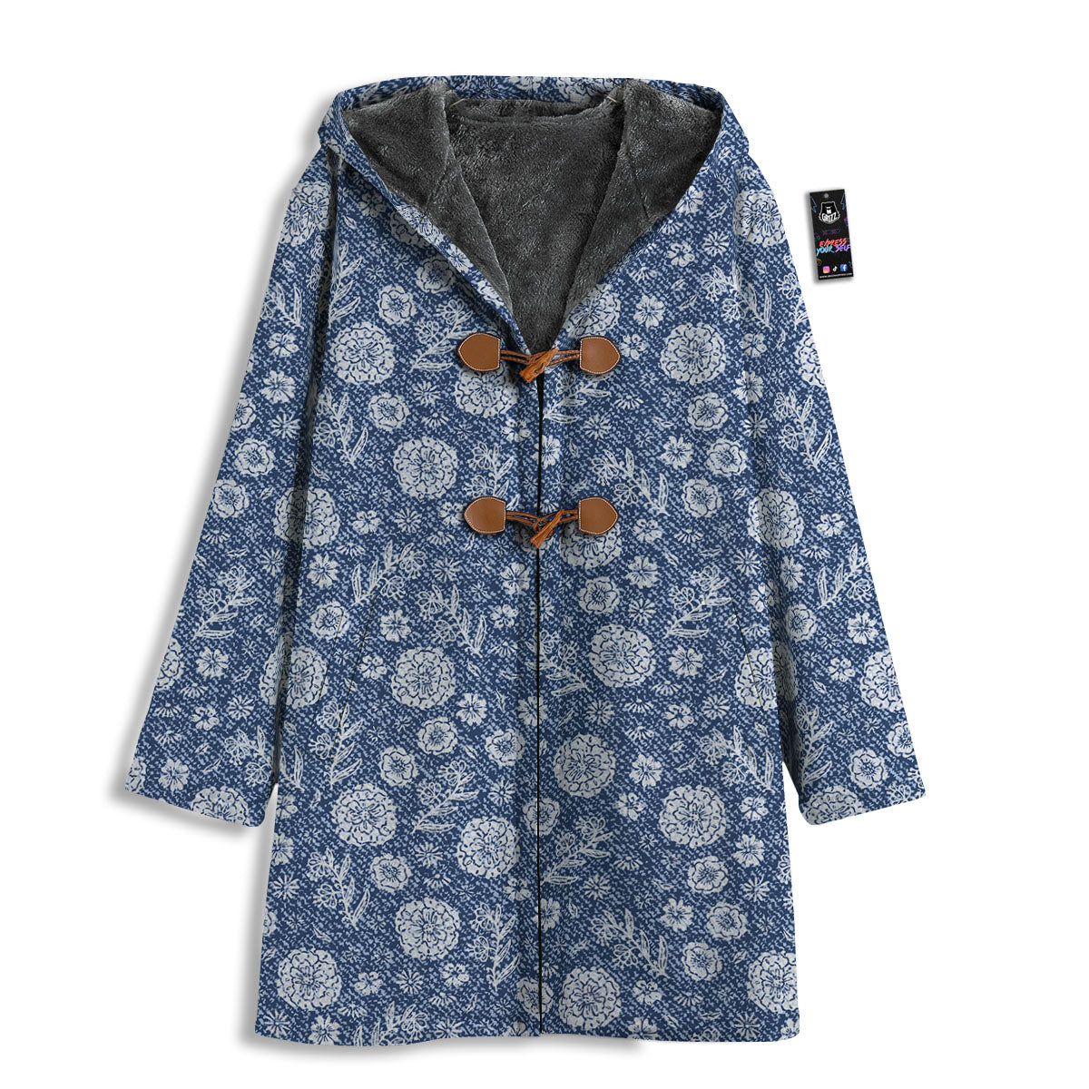 Denim Jeans Flower Print Pattern Men's Windbreaker Jacket-grizzshop