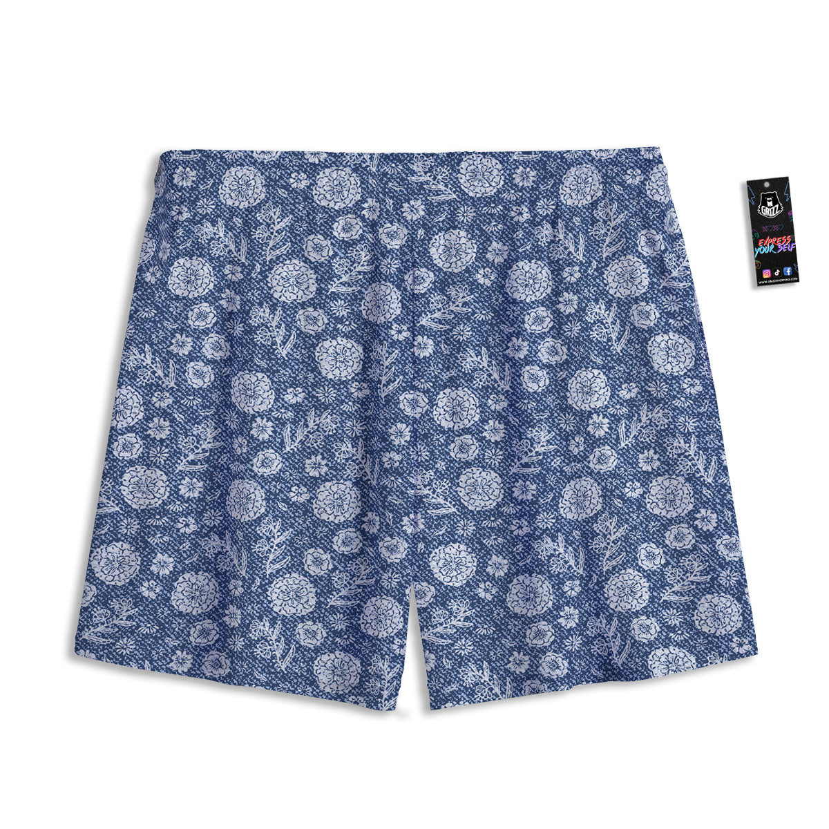 Denim Jeans Flower Print Pattern Mesh Shorts-grizzshop