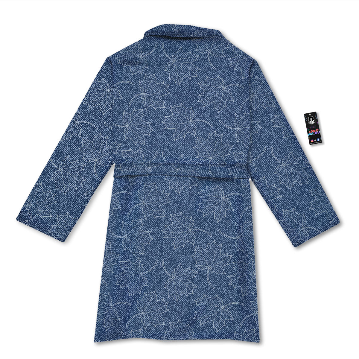 Denim Jeans Maple Leaf Print Pattern Bathrobe-grizzshop
