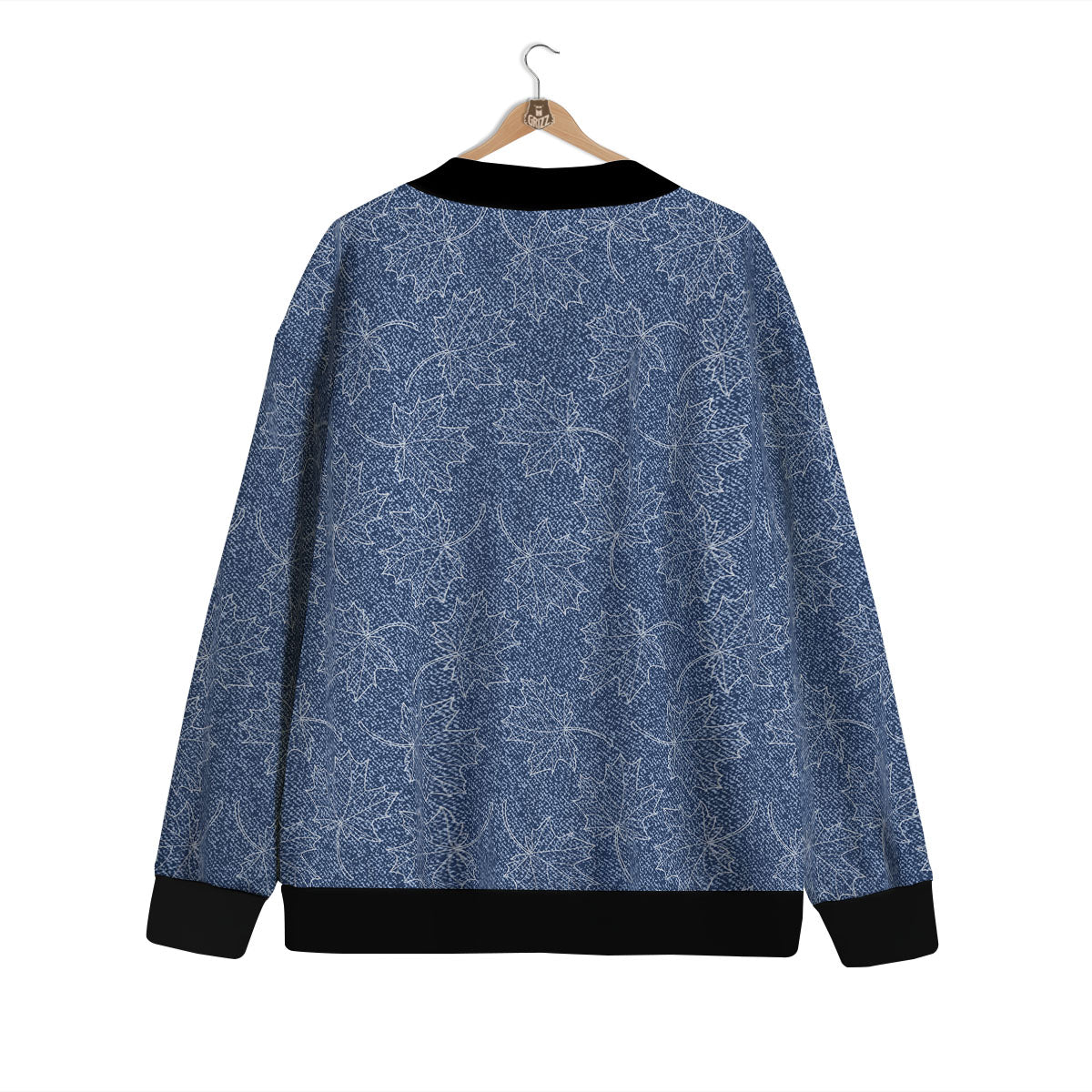 Denim Jeans Maple Leaf Print Pattern Cardigan-grizzshop