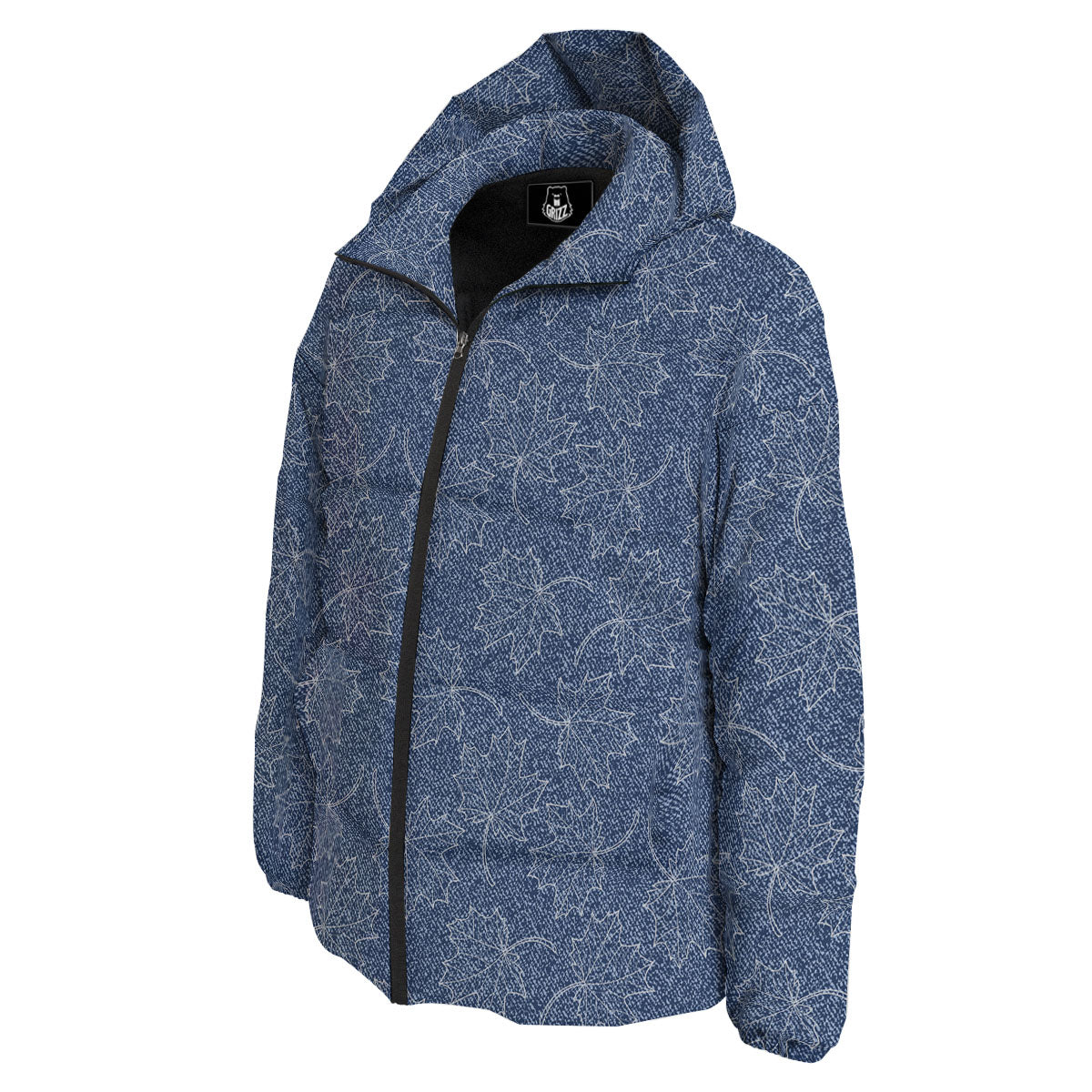 Denim Jeans Maple Leaf Print Pattern Down Jacket-grizzshop
