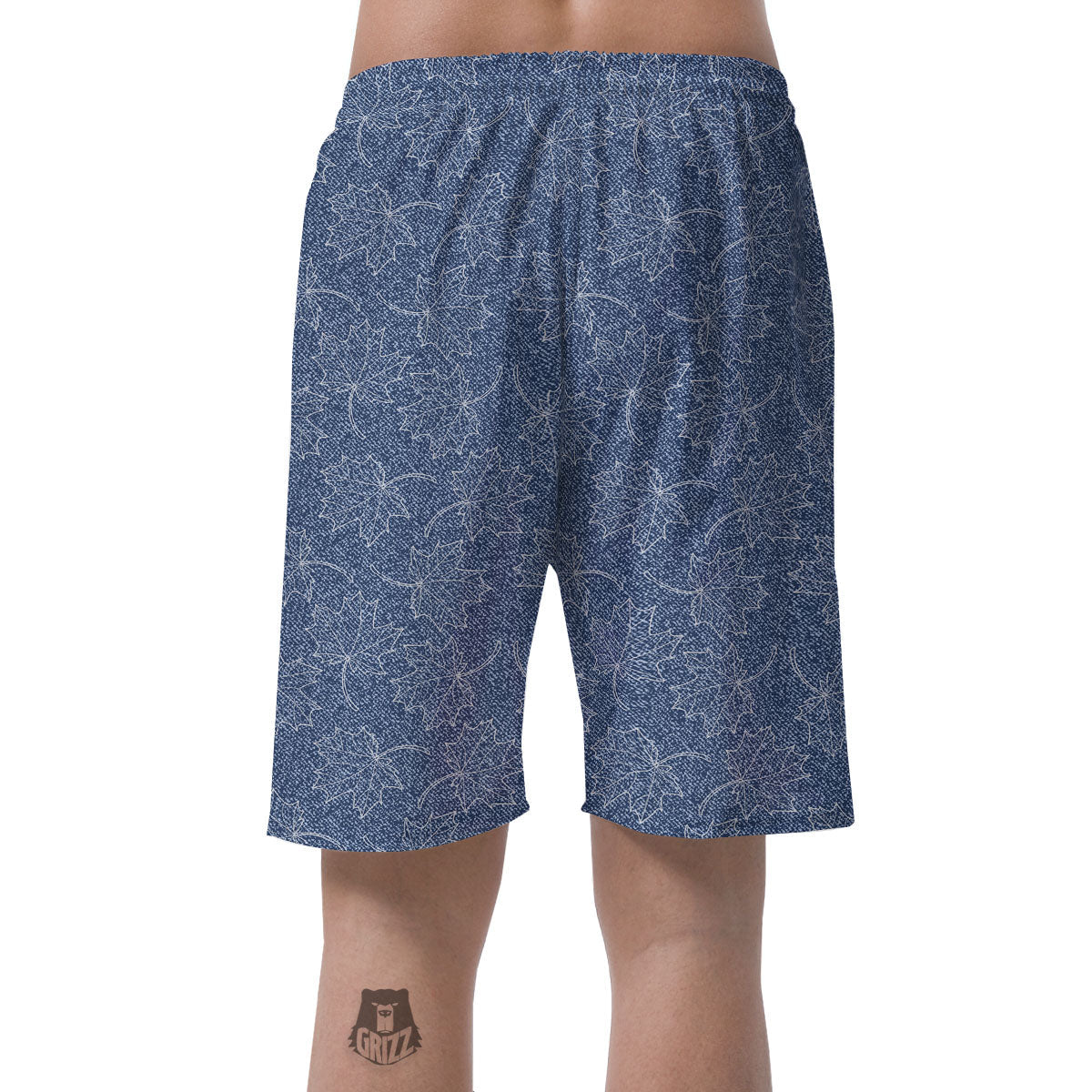 Denim Jeans Maple Leaf Print Pattern Men's Shorts-grizzshop