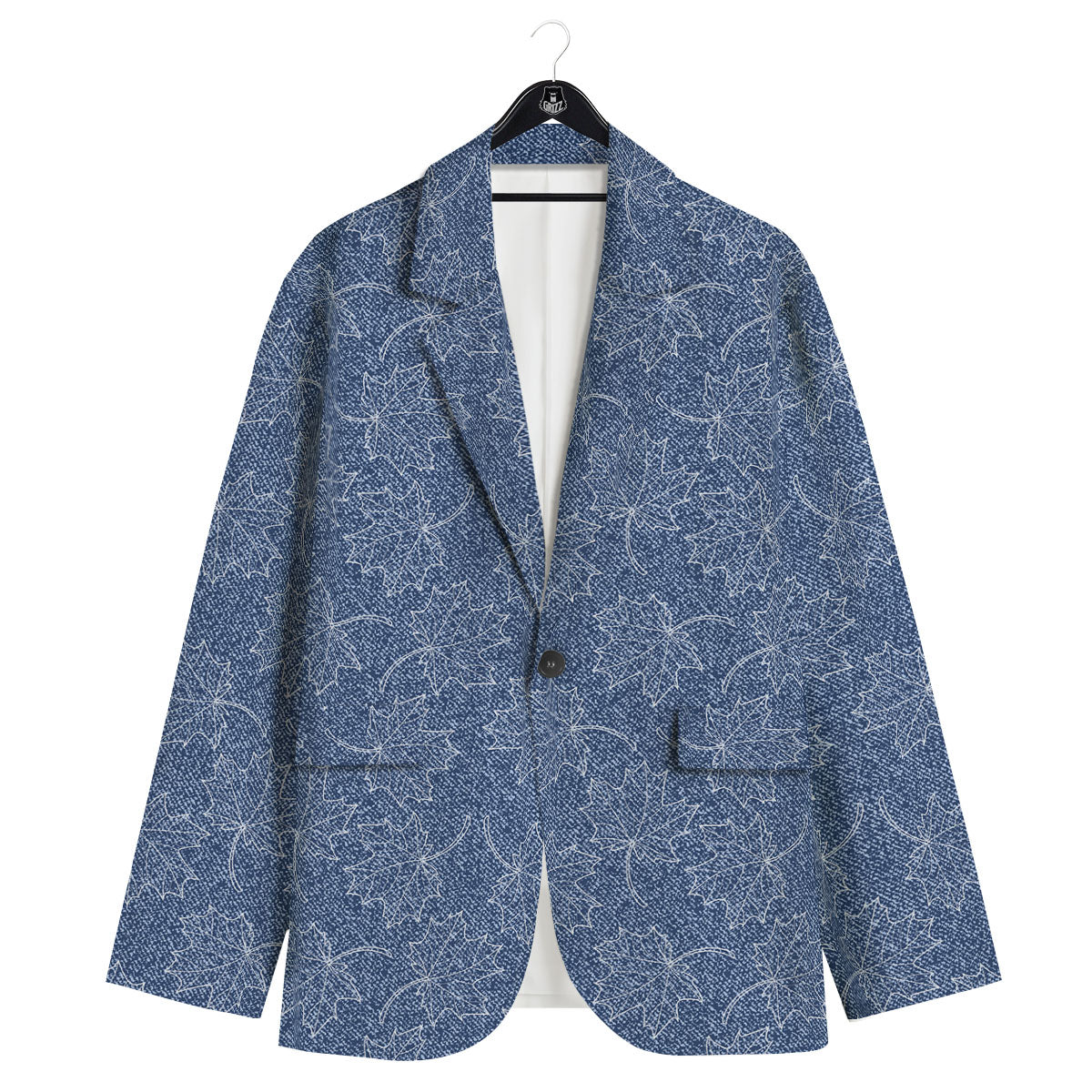 Denim Jeans Maple Leaf Print Pattern Men's Sport Coat-grizzshop