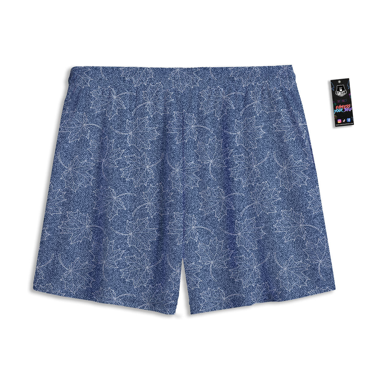 Denim Jeans Maple Leaf Print Pattern Mesh Shorts-grizzshop