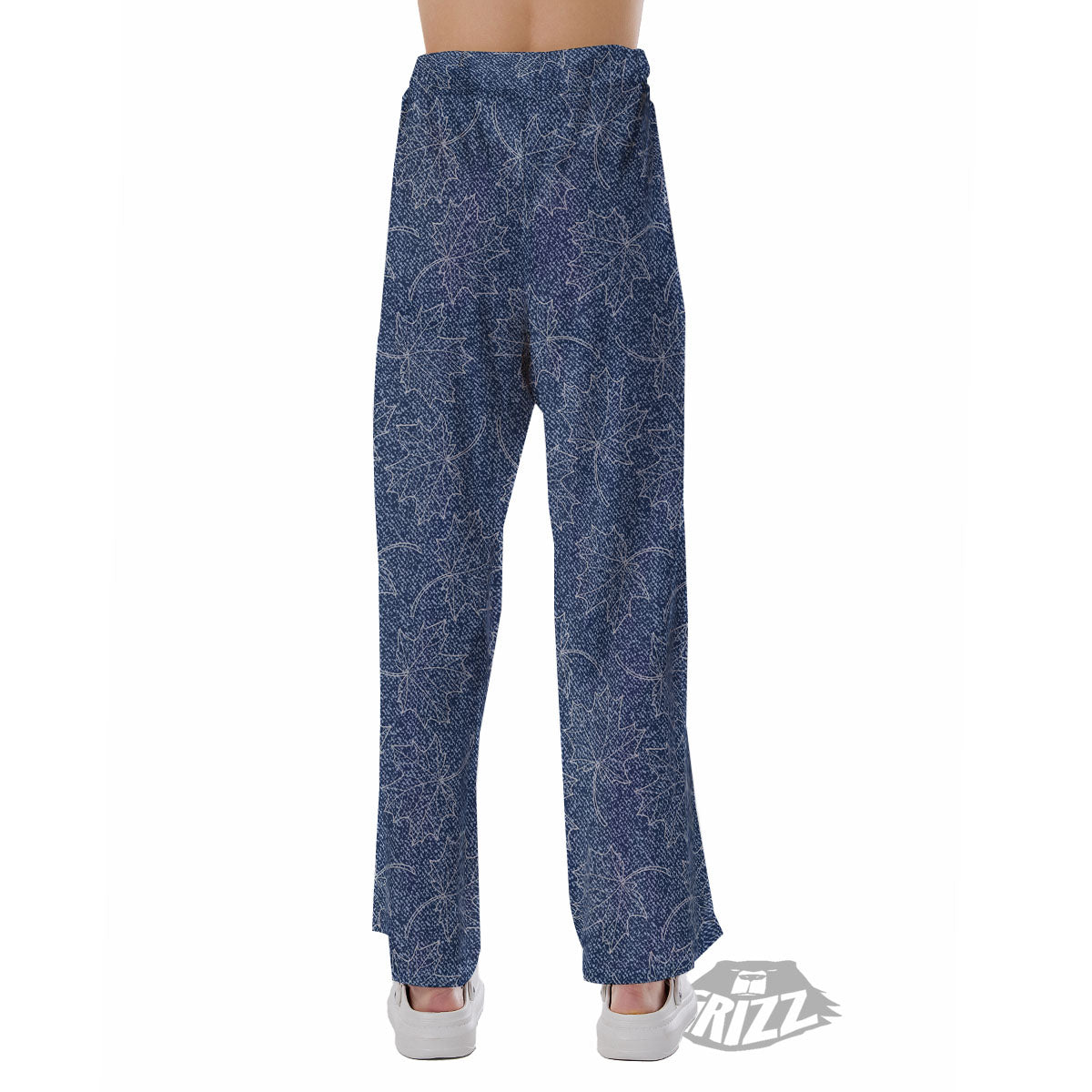 Denim Jeans Maple Leaf Print Pattern Pajama Pants-grizzshop