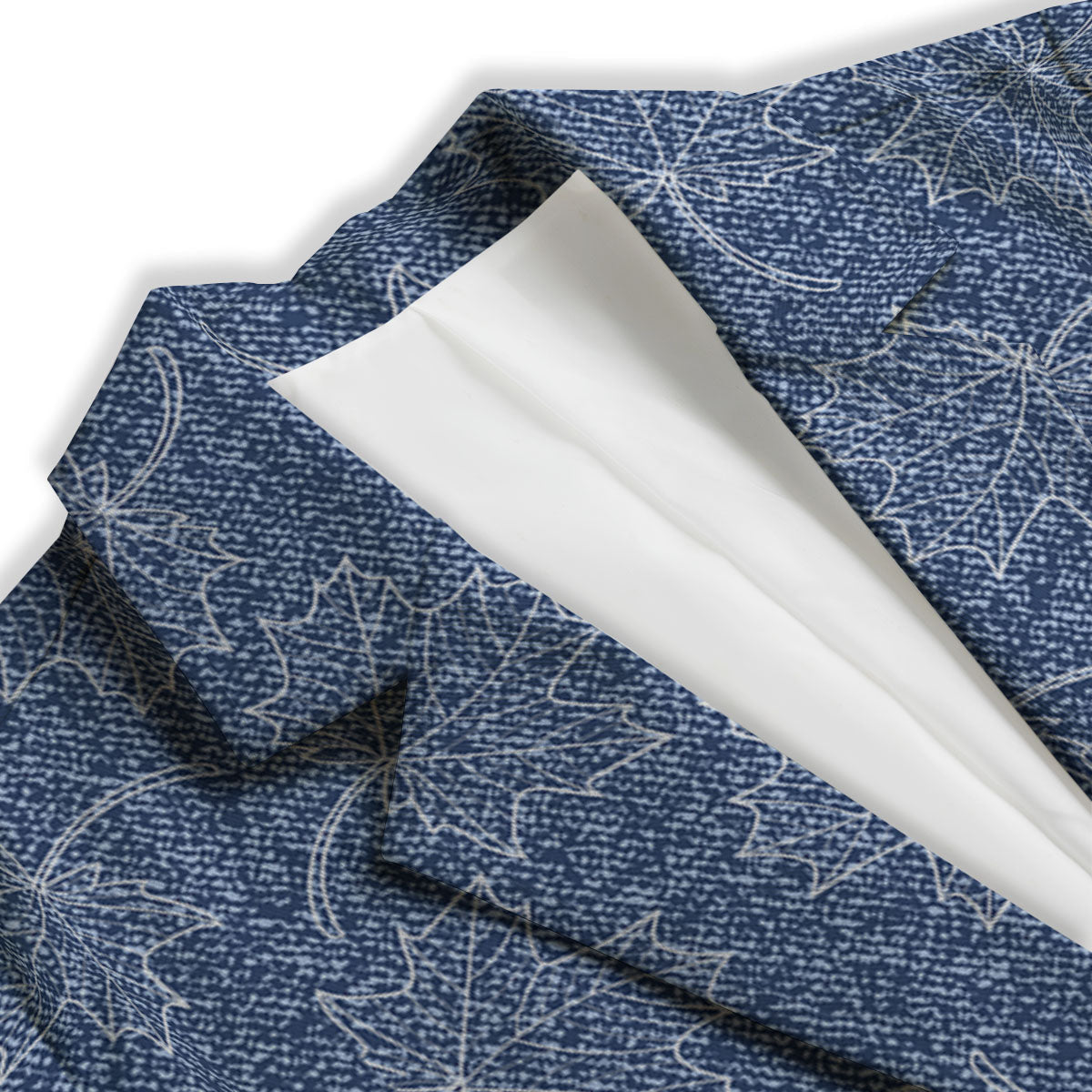 Denim Jeans Maple Leaf Print Pattern Women's Blazer-grizzshop