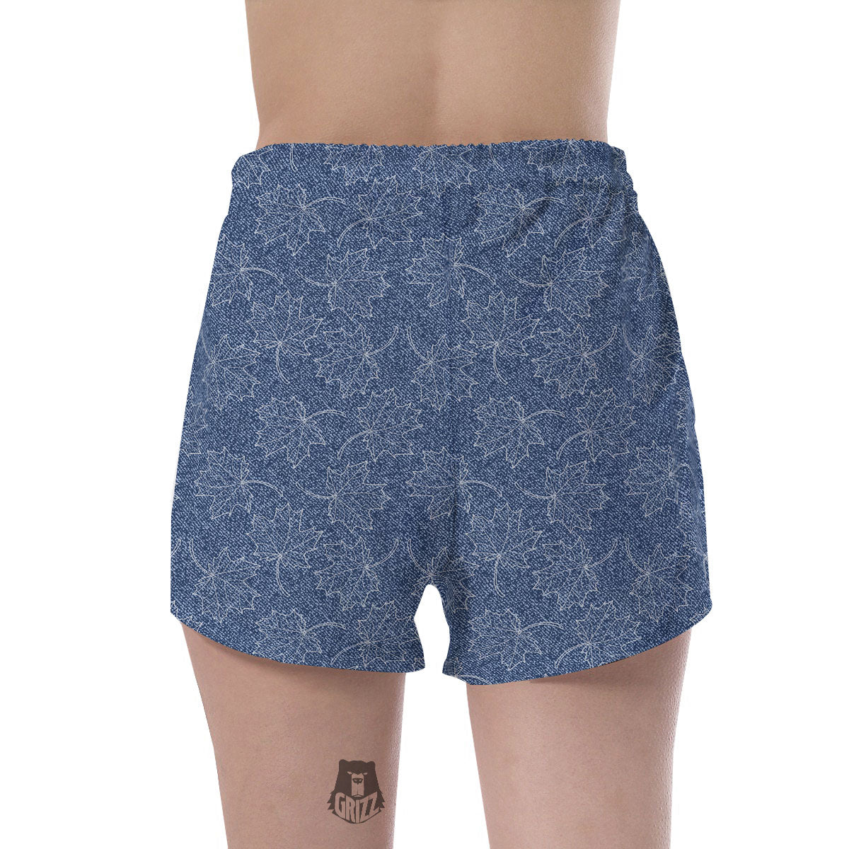 Denim Jeans Maple Leaf Print Pattern Women's Shorts-grizzshop