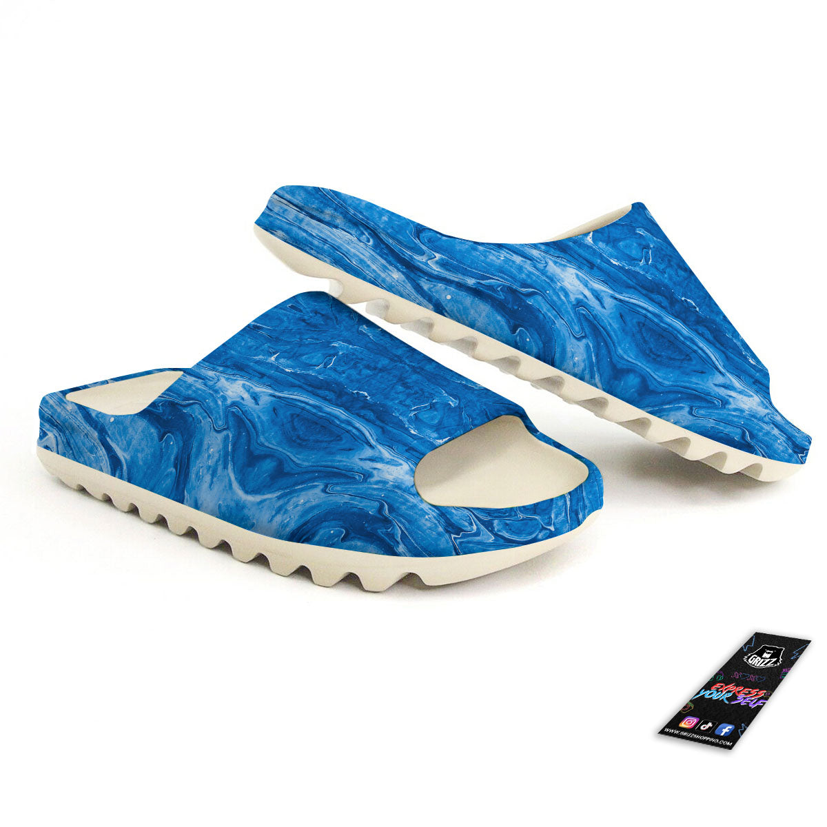 Denim Jeans Marble Print Pattern Sandals-grizzshop