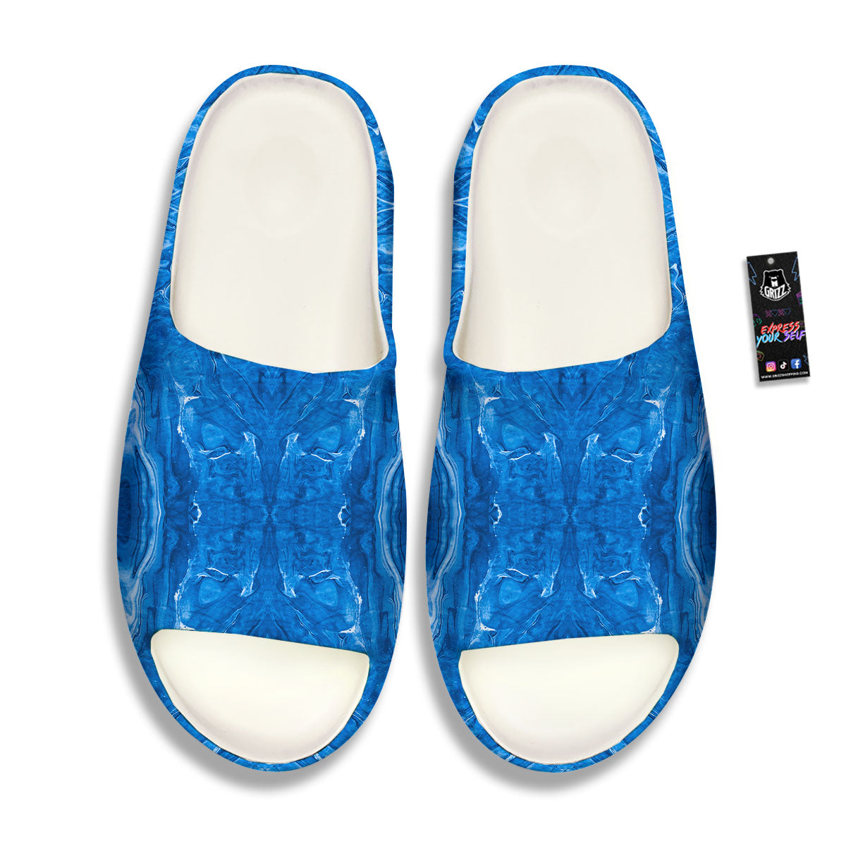 Denim Jeans Marble Print Pattern Sandals-grizzshop