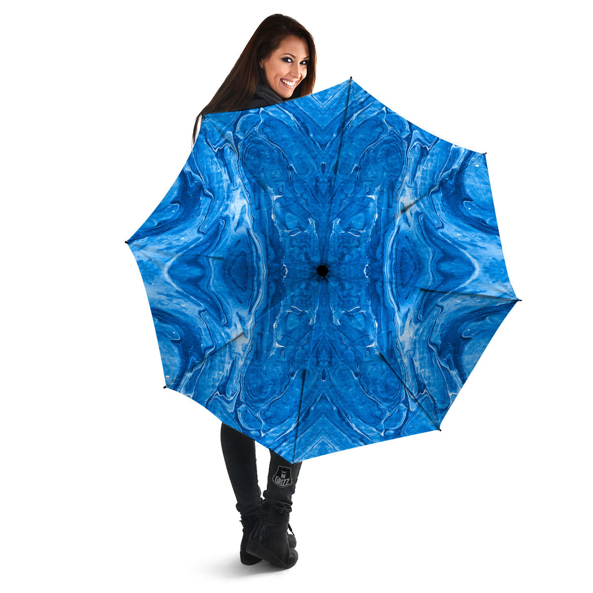 Denim Jeans Marble Print Pattern Umbrella-grizzshop