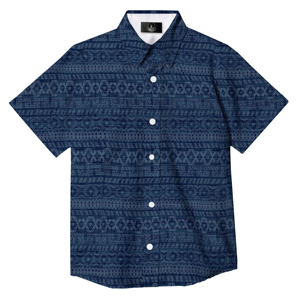 Denim Jeans Native Print Pattern Button Up Shirt-grizzshop