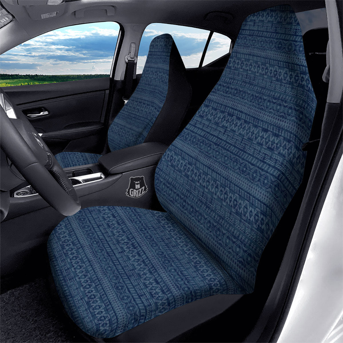 Denim Jeans Native Print Pattern Car Seat Covers-grizzshop