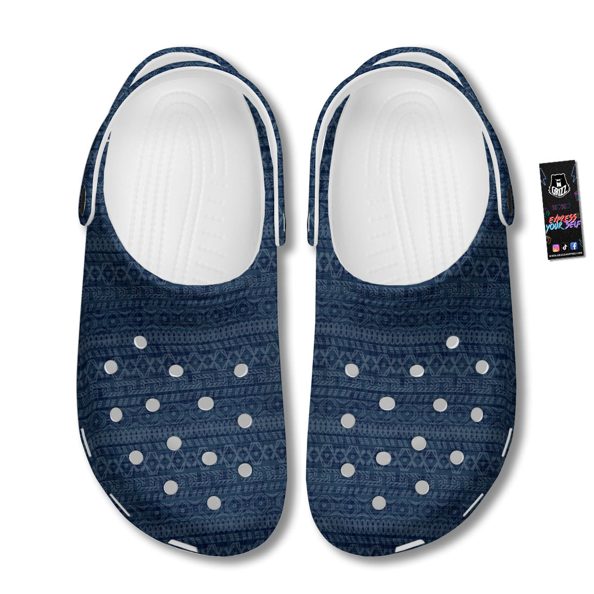 Denim Jeans Native Print Pattern Clog-grizzshop