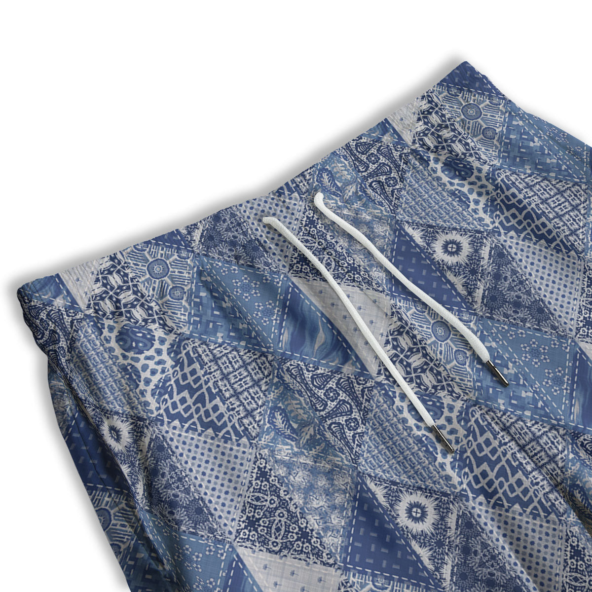 Denim Jeans Patchwork Print Pattern Men's Athletic Shorts