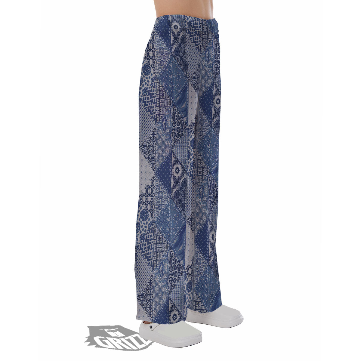 Denim Jeans Patchwork Print Pattern Pajama Pants-grizzshop