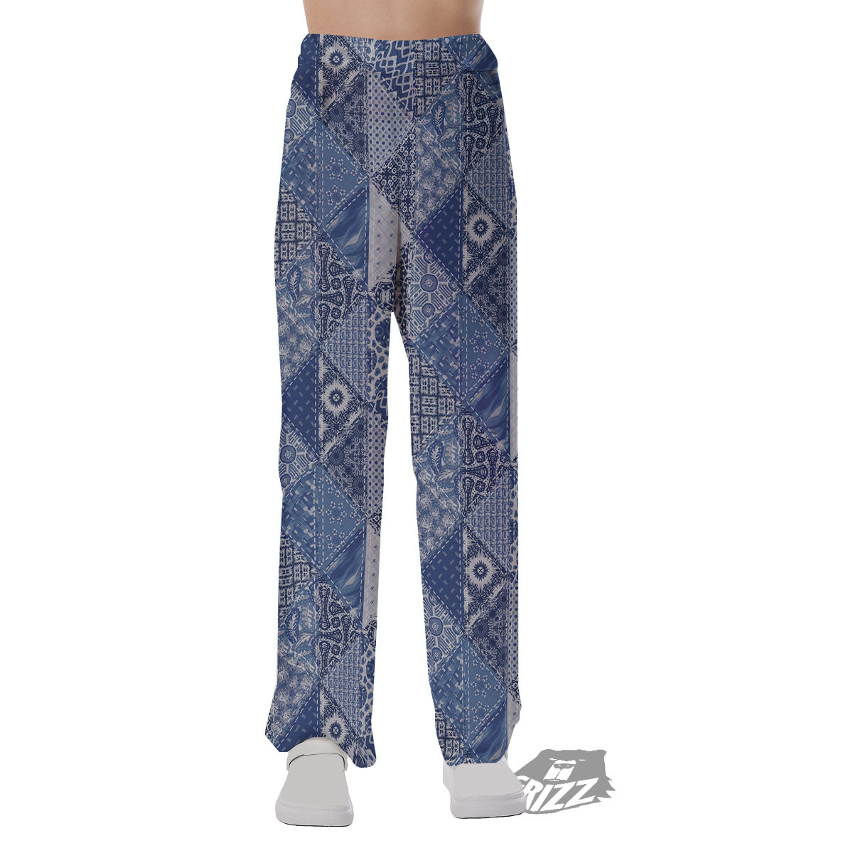 Denim Jeans Patchwork Print Pattern Pajama Pants-grizzshop