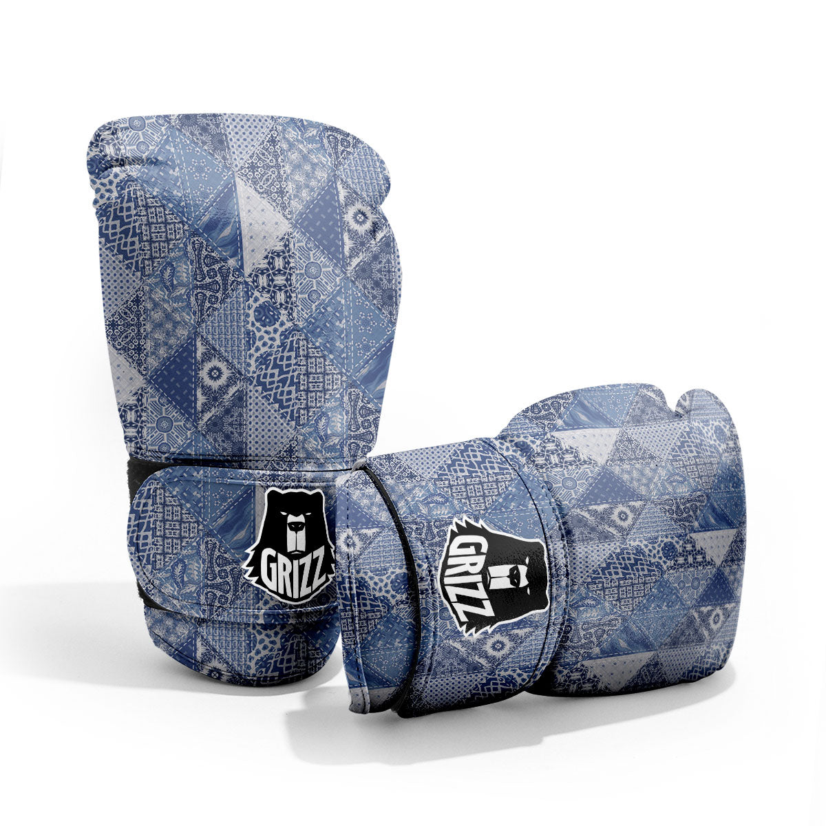 Denim Jeans Patchwork Print Pattern Pro Boxing Glove