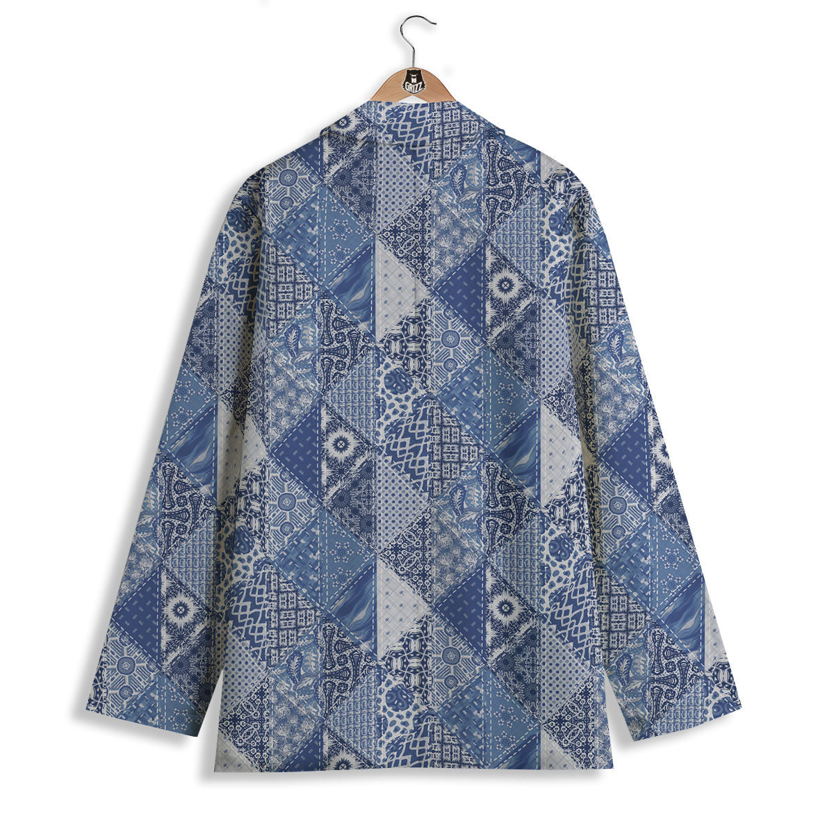Denim Jeans Patchwork Print Pattern Women's Blazer-grizzshop