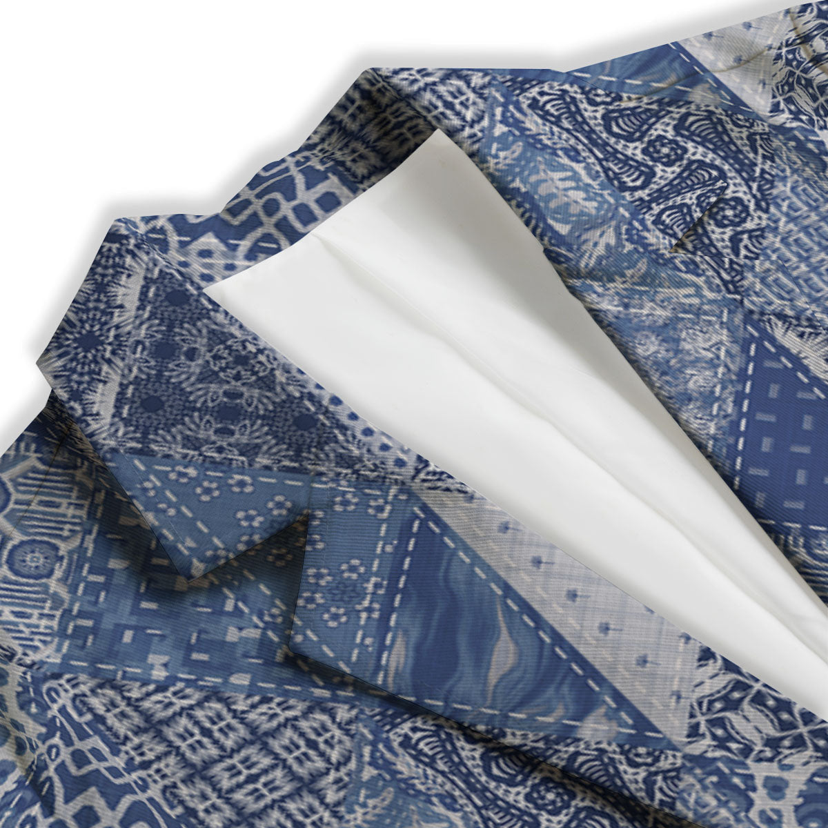 Denim Jeans Patchwork Print Pattern Women's Blazer-grizzshop