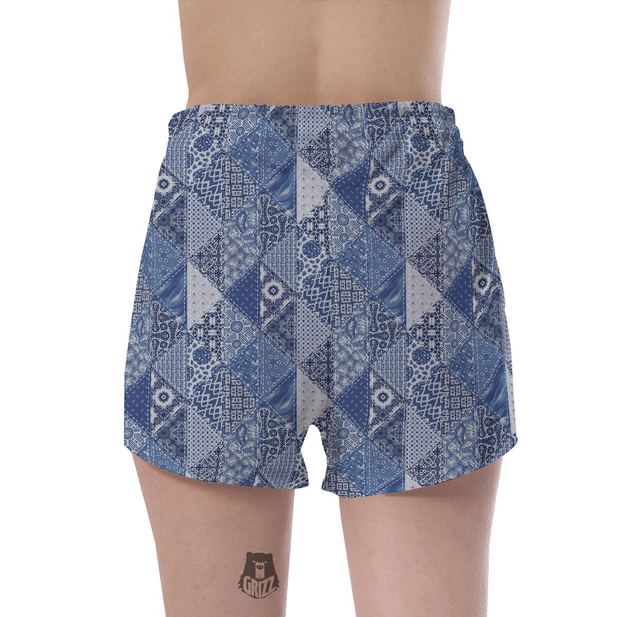 Denim Jeans Patchwork Print Pattern Women's Shorts-grizzshop