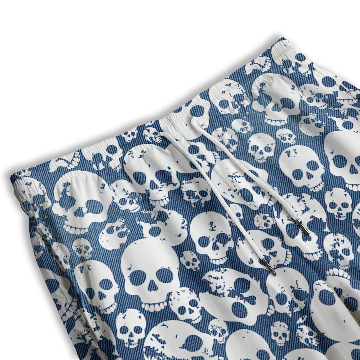 Denim Jeans Skull Print Pattern Men's Athletic Shorts