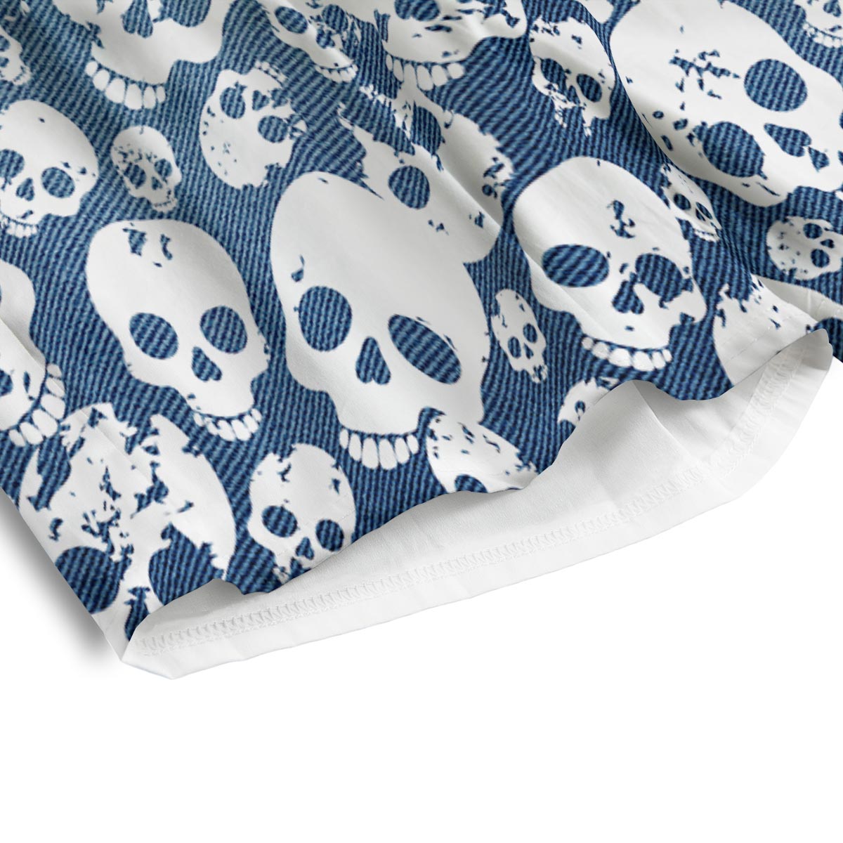 Denim Jeans Skull Print Pattern Men's Athletic Shorts