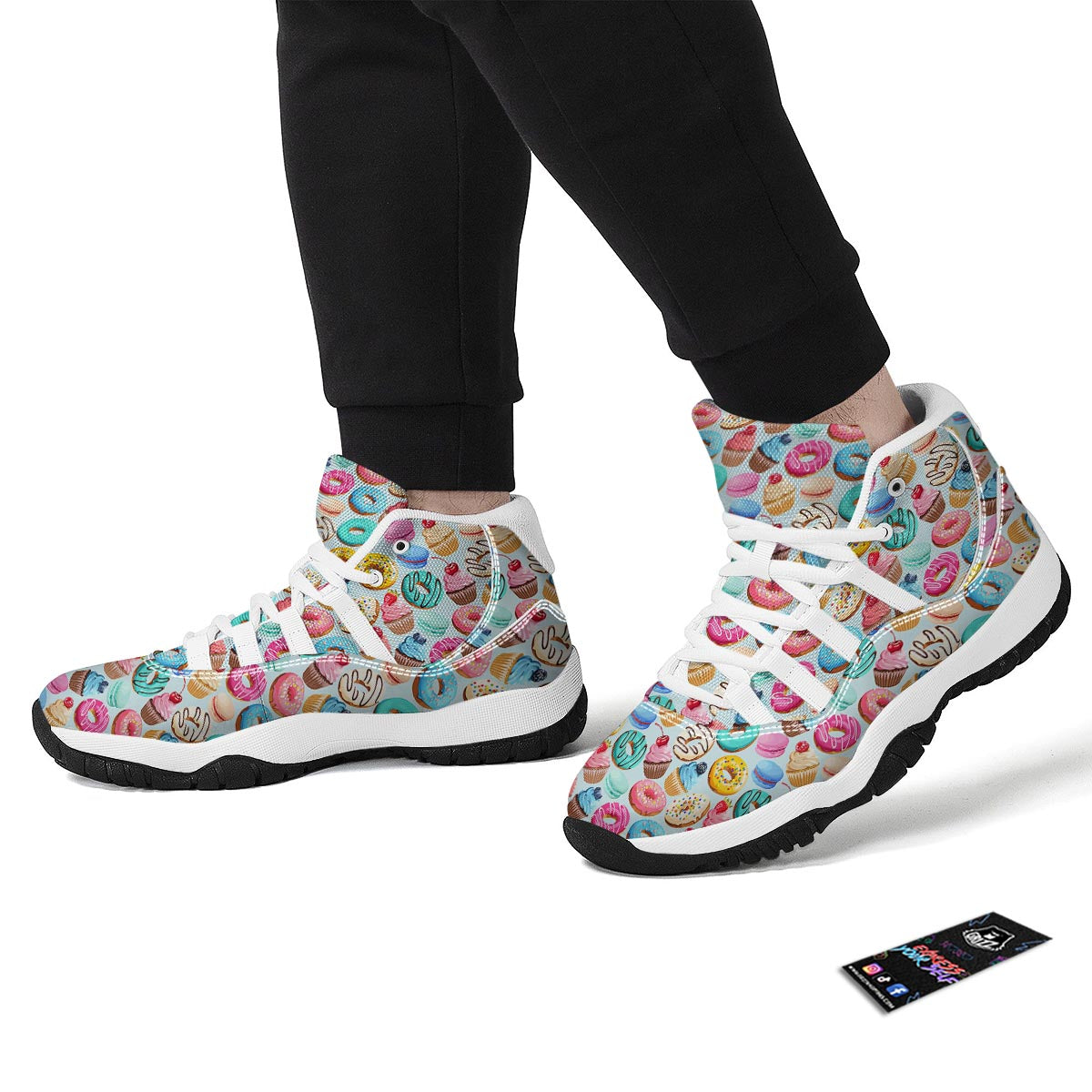 Dessert Cupcake Pattern Print White Bball Shoes-grizzshop