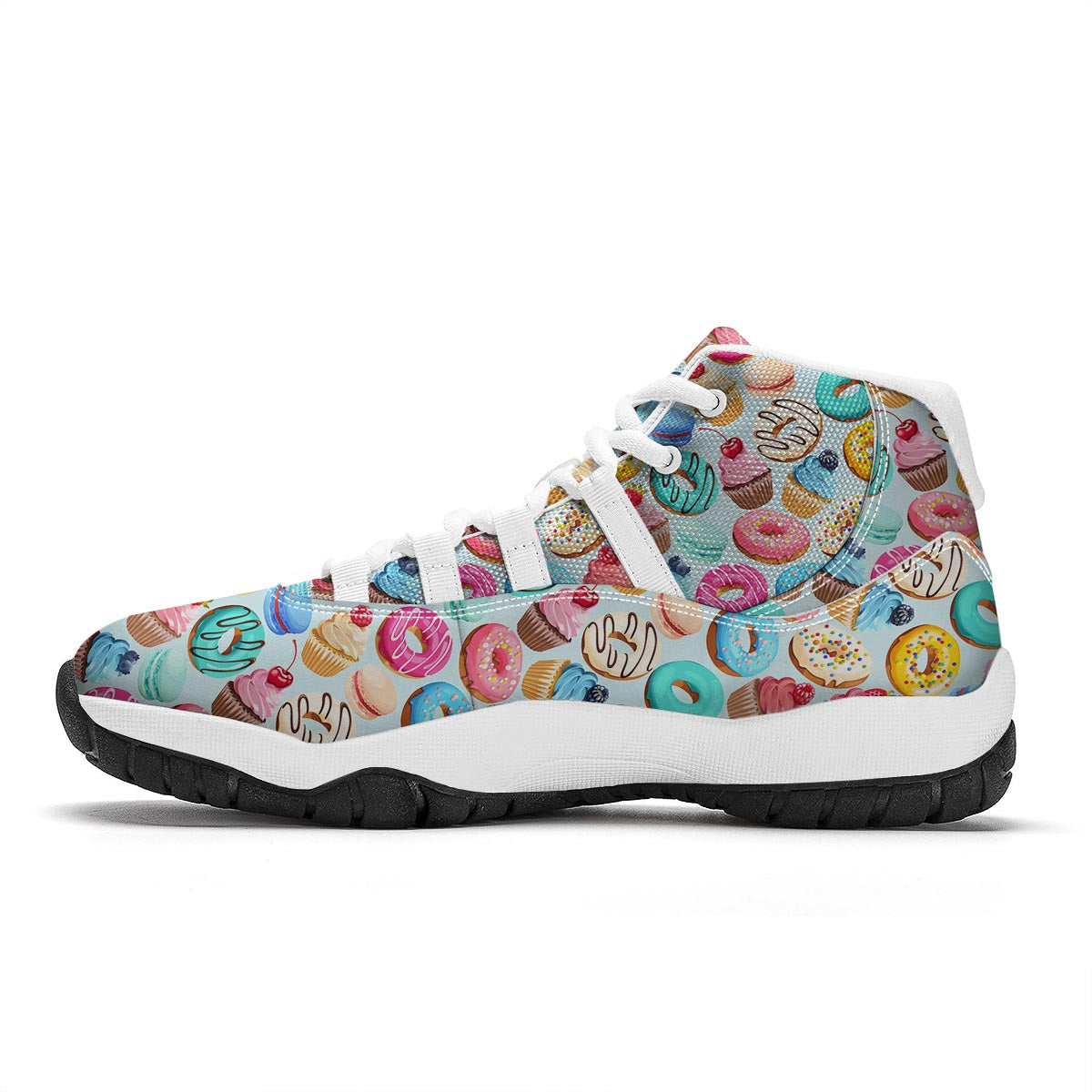 Dessert Cupcake Pattern Print White Bball Shoes-grizzshop