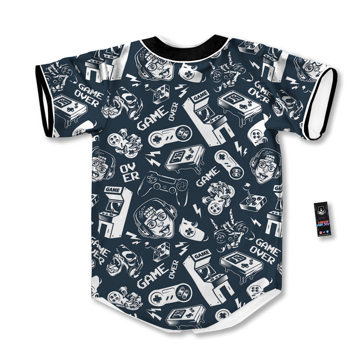 Devices Video Game Print Pattern Baseball Jersey-grizzshop