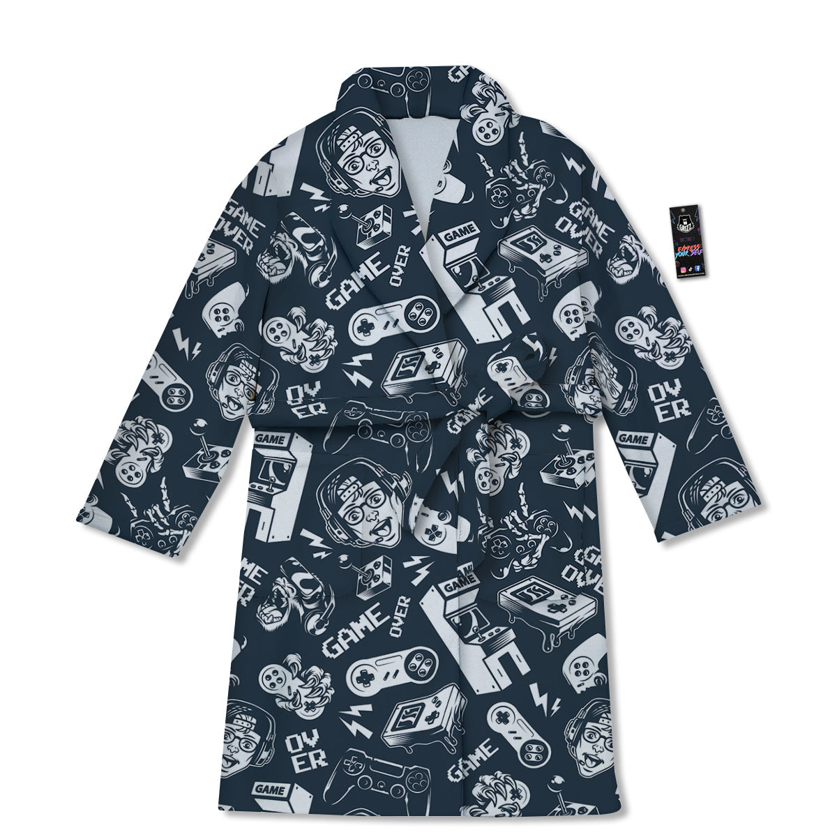 Devices Video Game Print Pattern Bathrobe-grizzshop