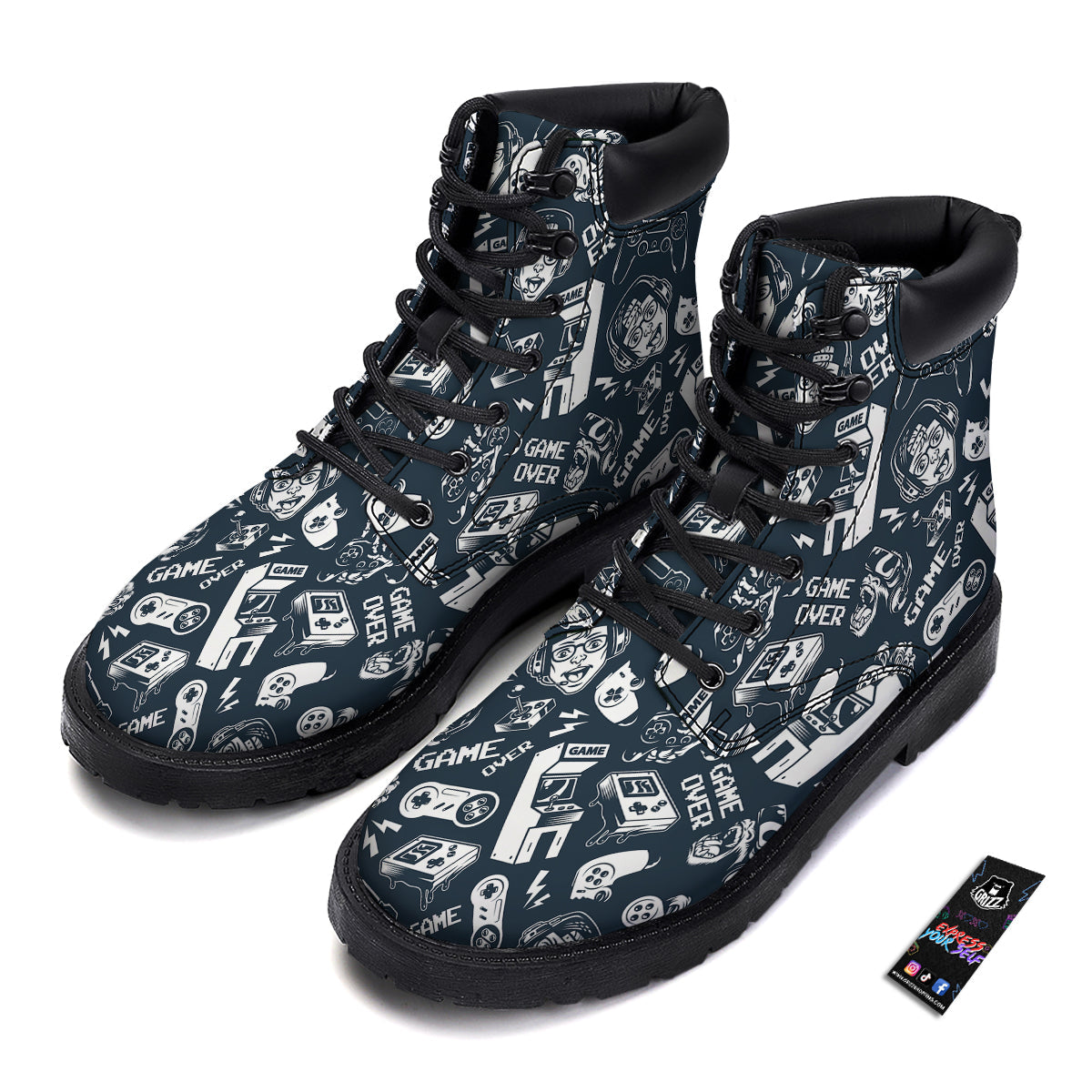 Devices Video Game Print Pattern Boots-grizzshop