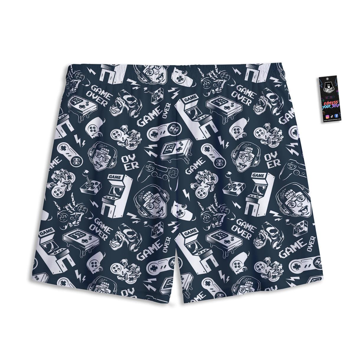 Devices Video Game Print Pattern Mesh Shorts-grizzshop