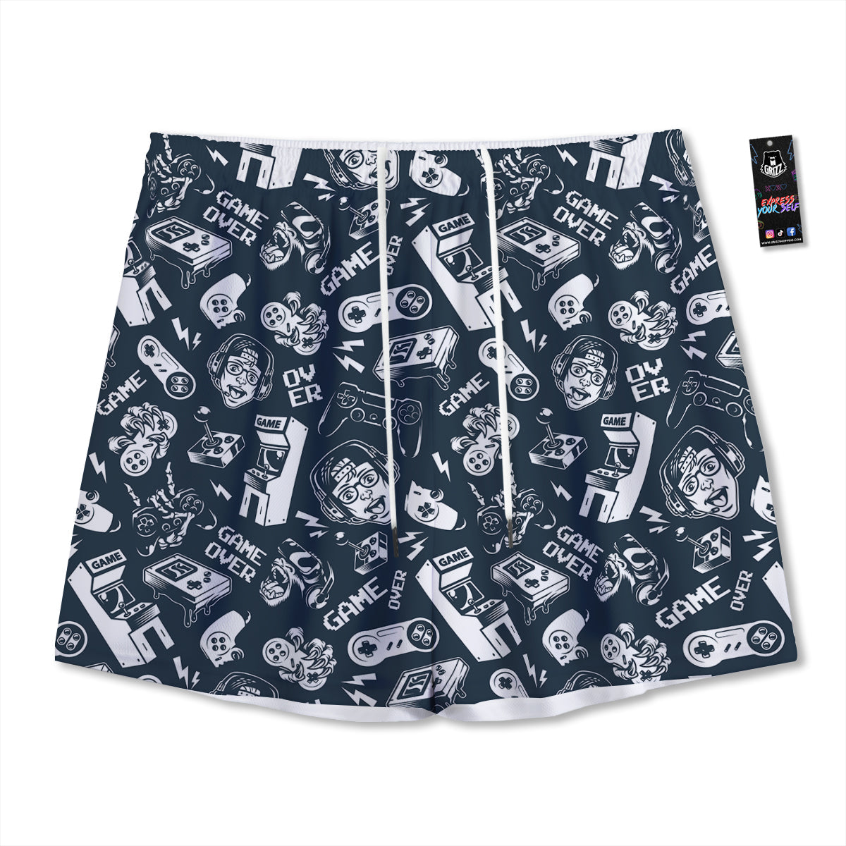 Devices Video Game Print Pattern Mesh Shorts-grizzshop