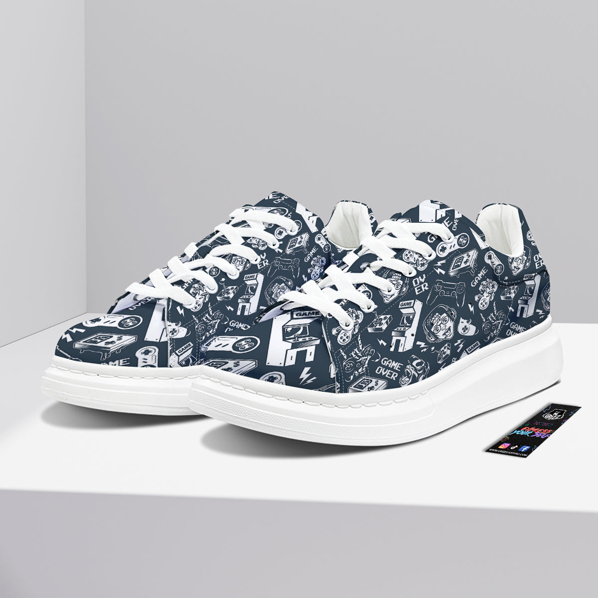 Devices Video Game Print Pattern Platform Shoes-grizzshop