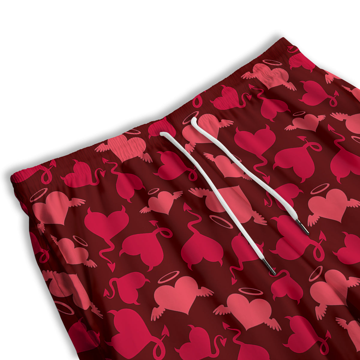 Devil And Angel Hearts Print Pattern Men's Athletic Shorts
