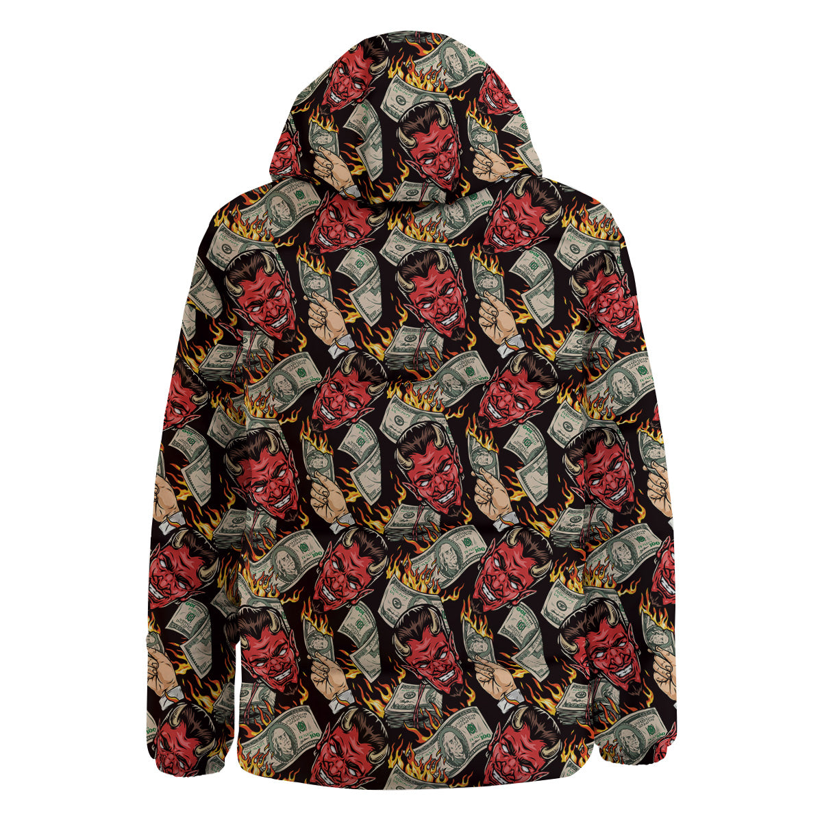 Devil And Dollar Print Pattern Down Jacket-grizzshop
