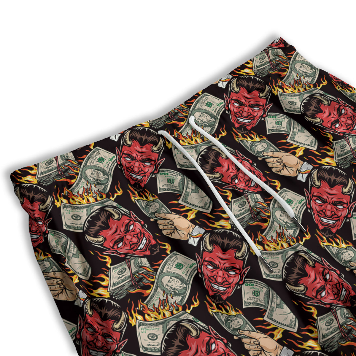 Devil And Dollar Print Pattern Men's Athletic Shorts-grizzshop