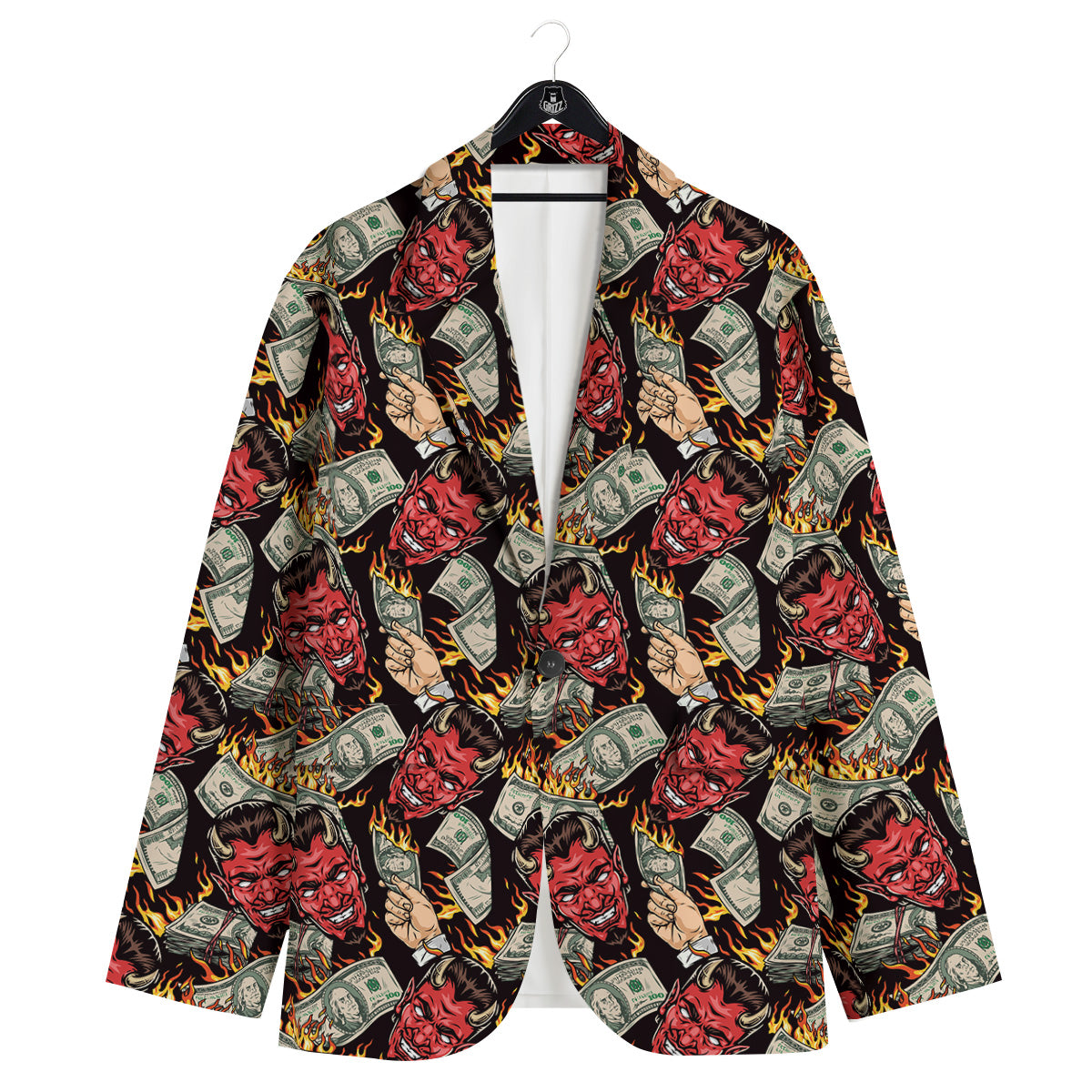 Devil And Dollar Print Pattern Men's Sport Coat-grizzshop