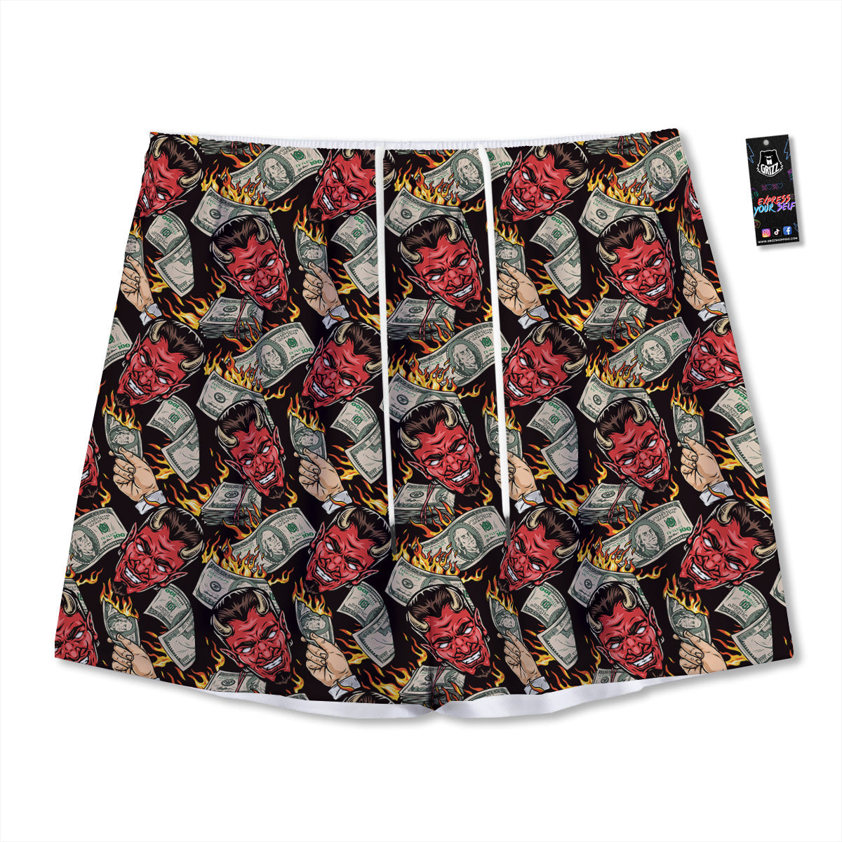 Golden Retriever With Glasses Print Mesh Shorts