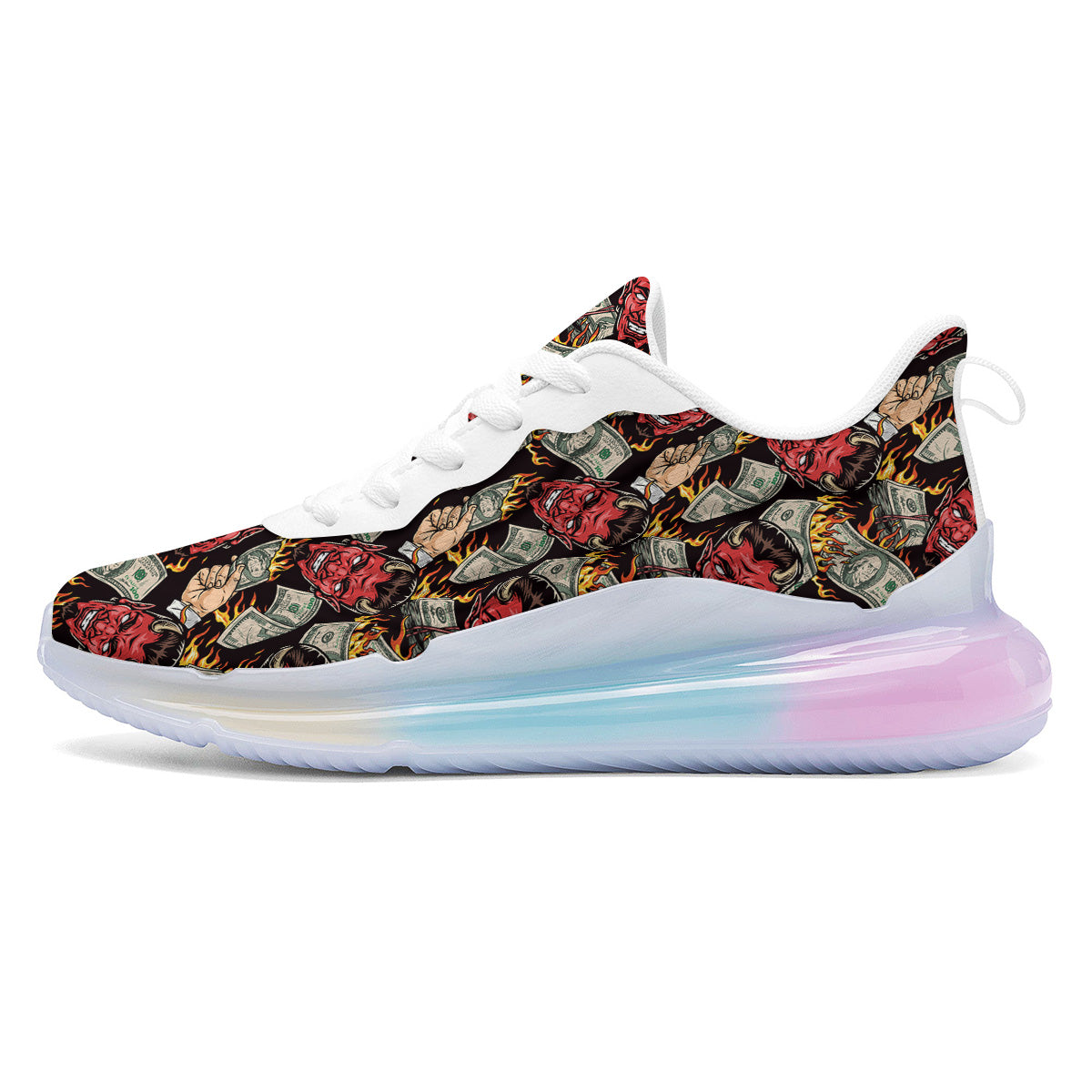Devil And Dollar Print Pattern Running Sneakers-grizzshop