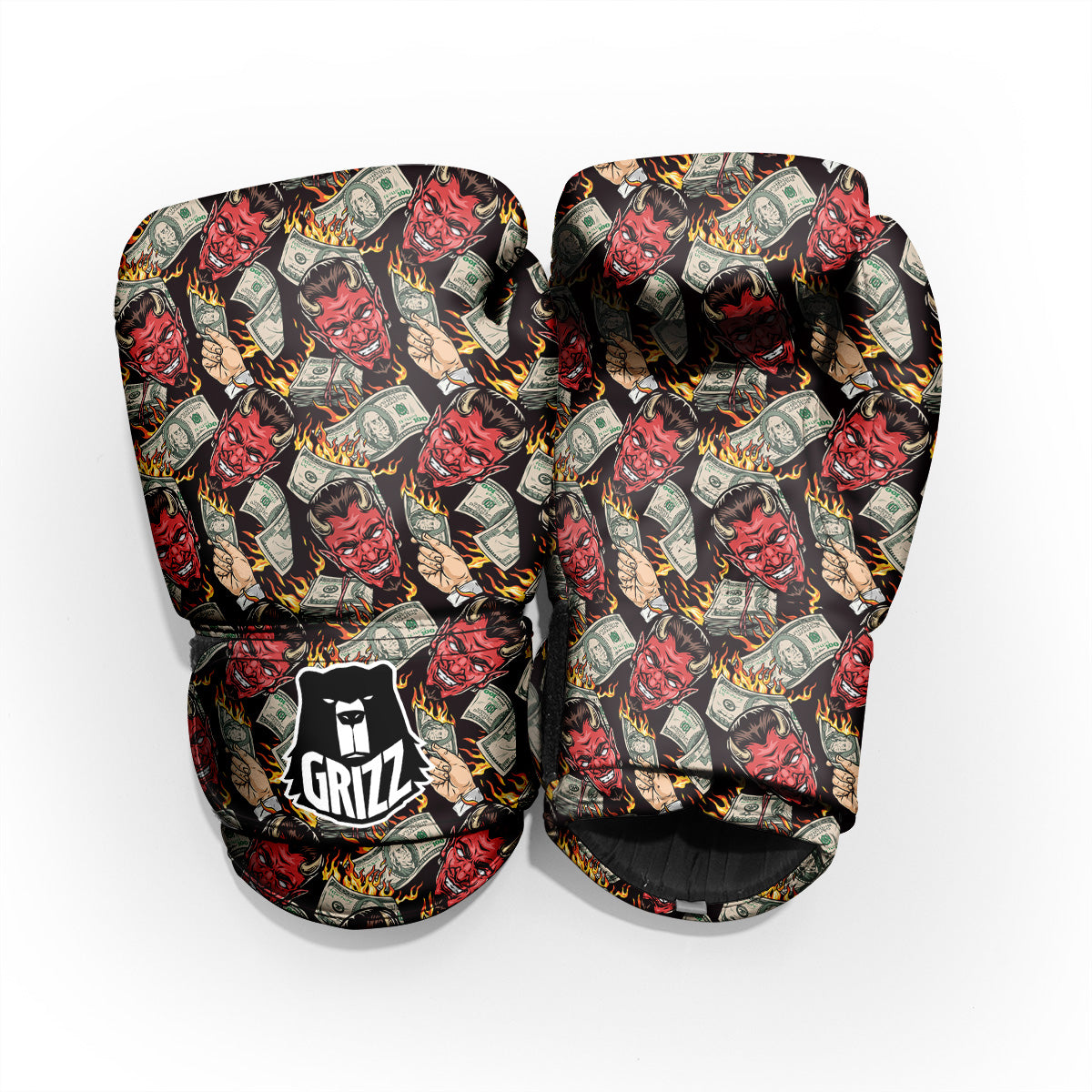 Devil And Dollar Print Pattern Sparring Gloves-grizzshop