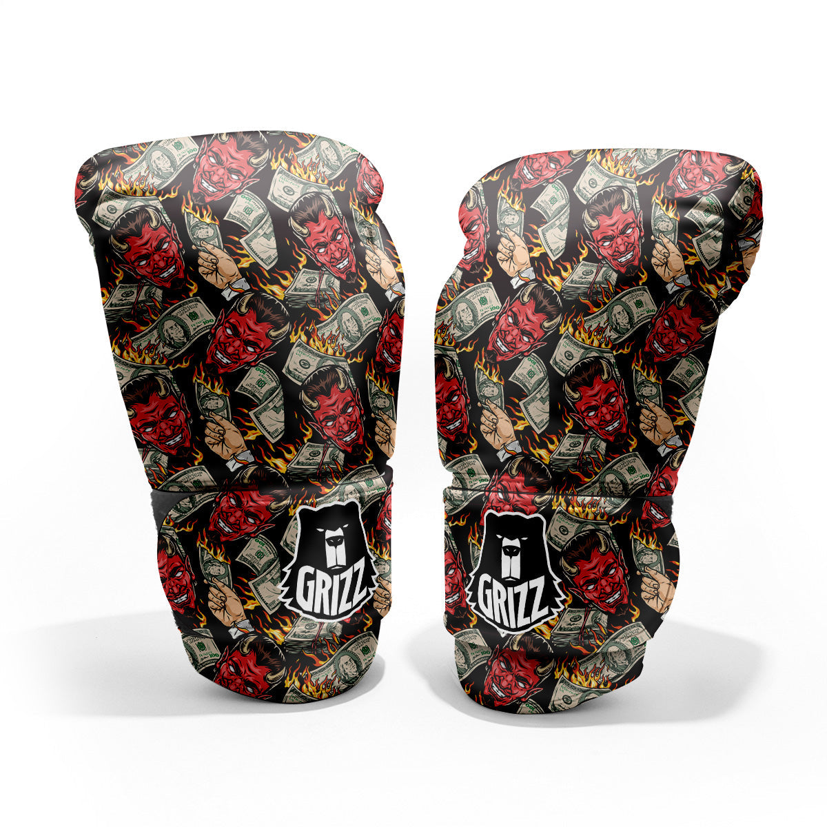 Devil And Dollar Print Pattern Sparring Gloves-grizzshop