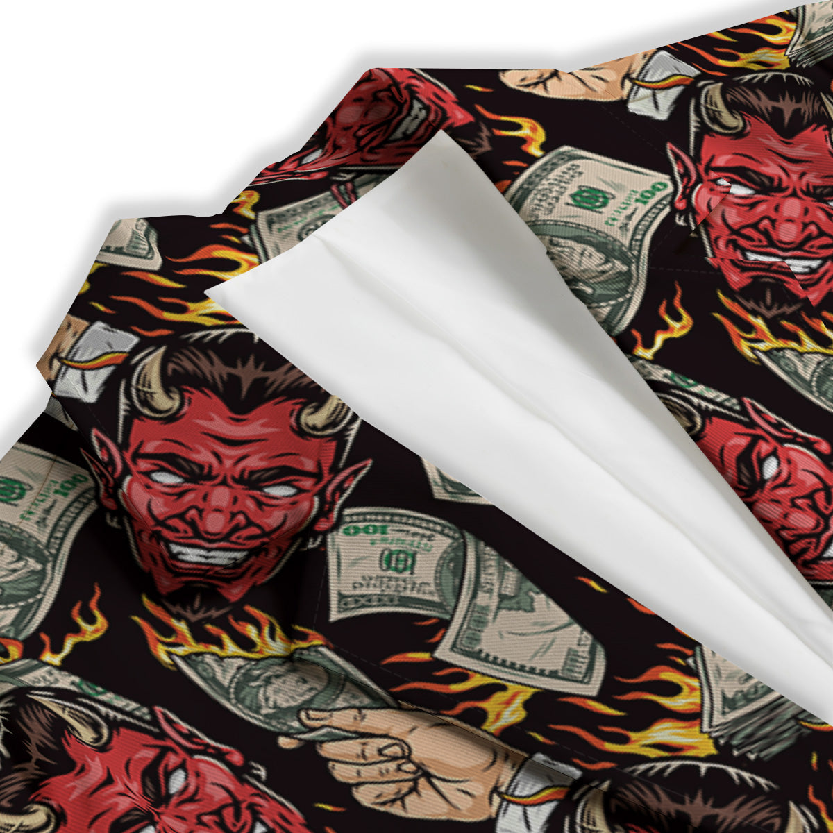 Devil And Dollar Print Pattern Women's Blazer-grizzshop