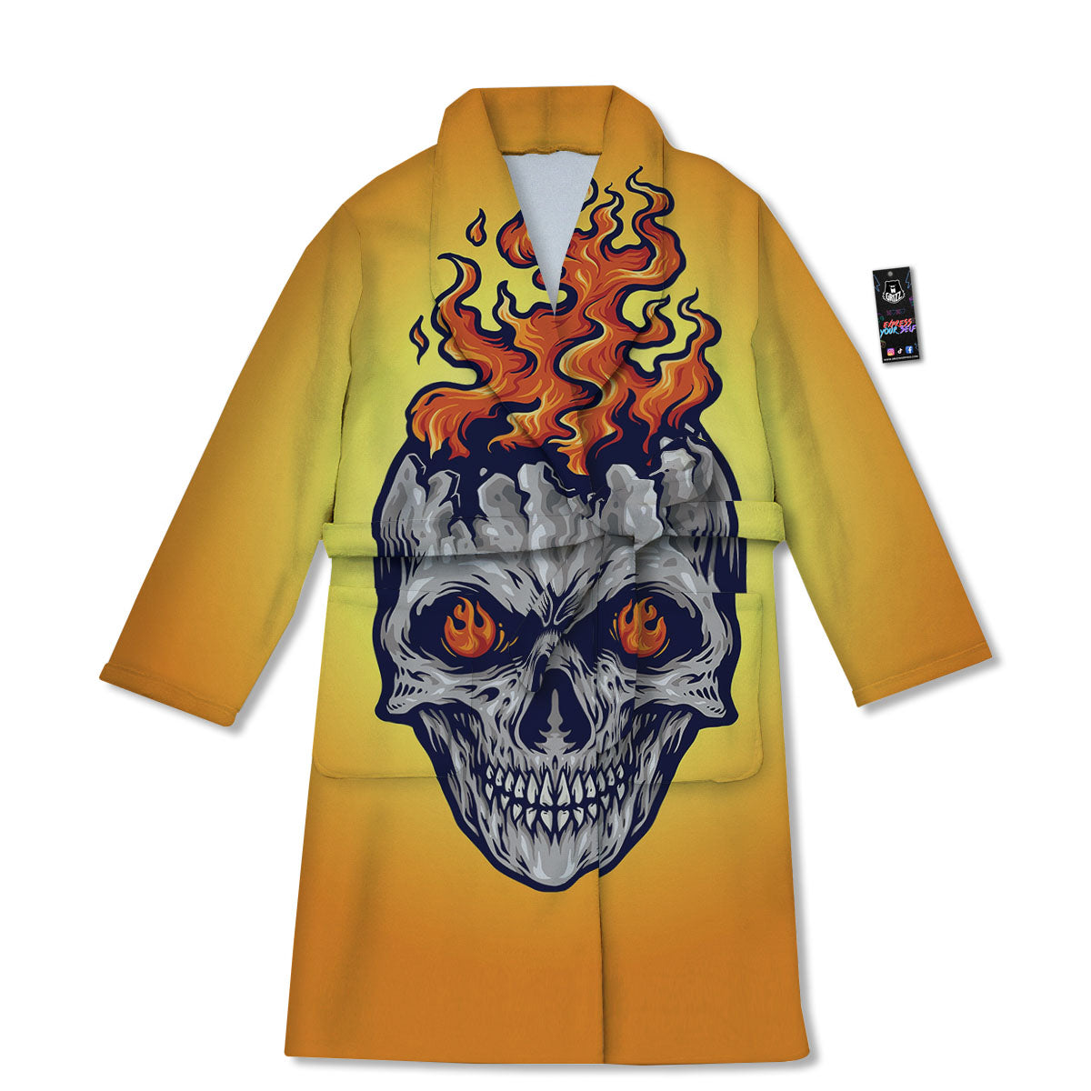 Devil Fire Punk Print Bathrobe-grizzshop