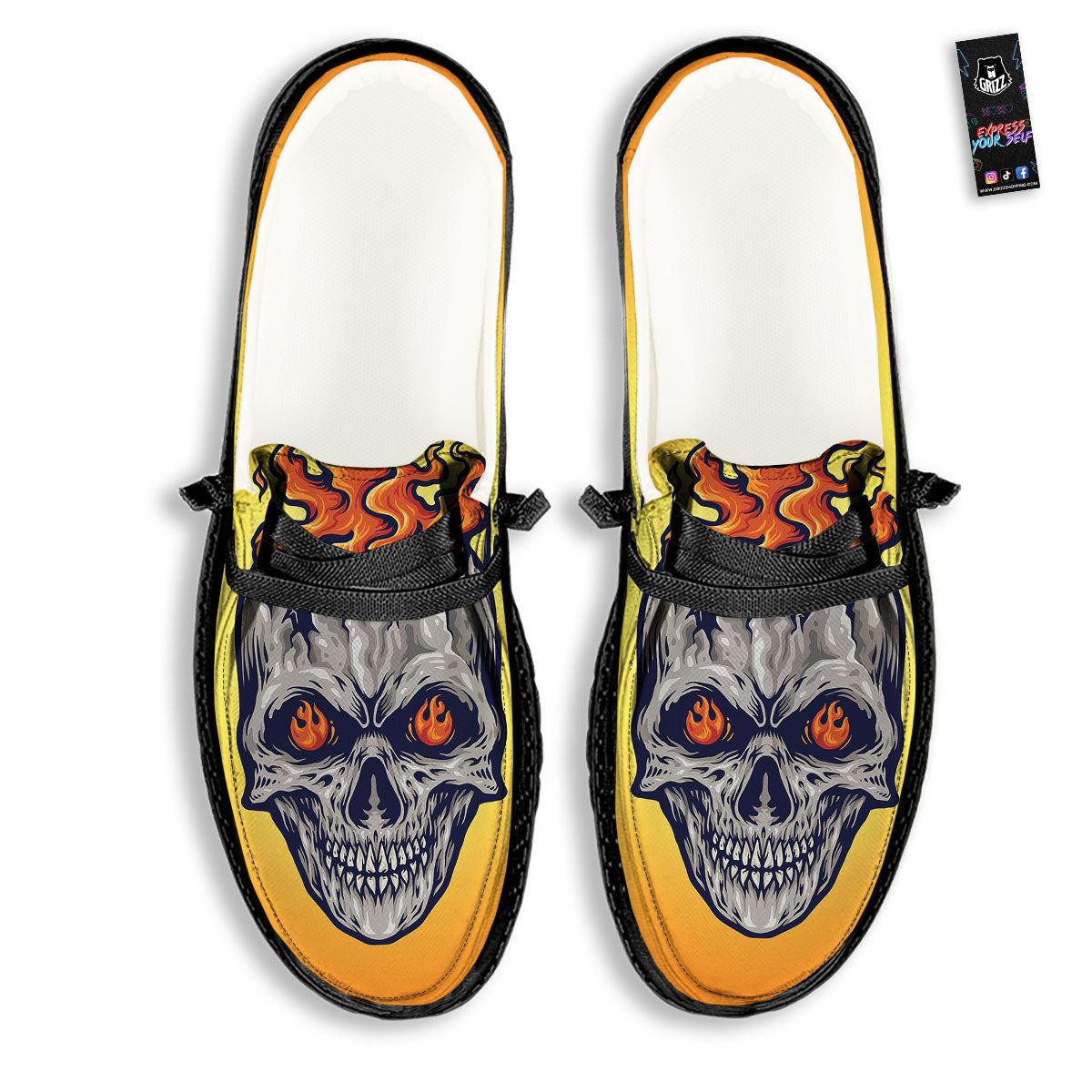 Devil Fire Punk Print Black Loafers-grizzshop