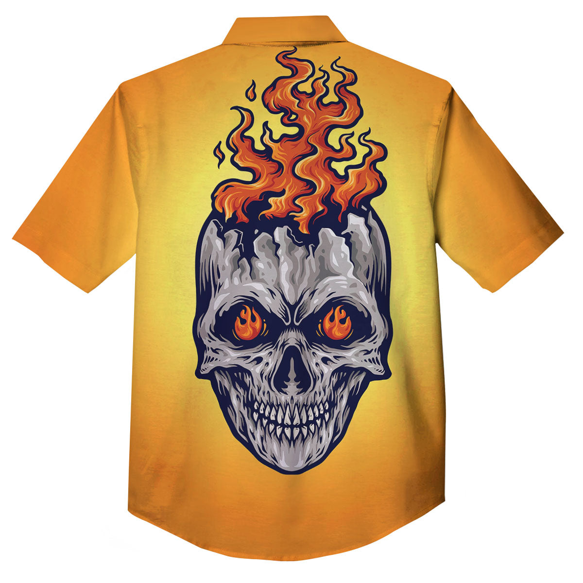 Devil Fire Punk Print Button Up Shirt-grizzshop