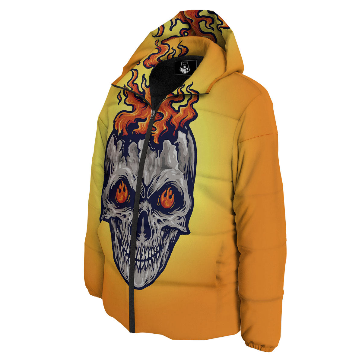 Devil Fire Punk Print Down Jacket-grizzshop