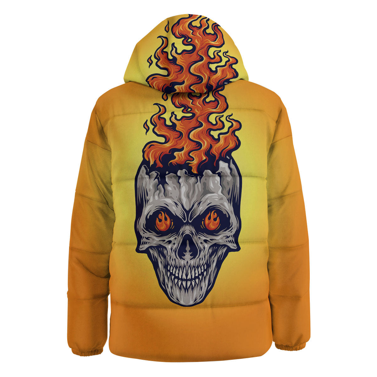 Devil Fire Punk Print Down Jacket-grizzshop