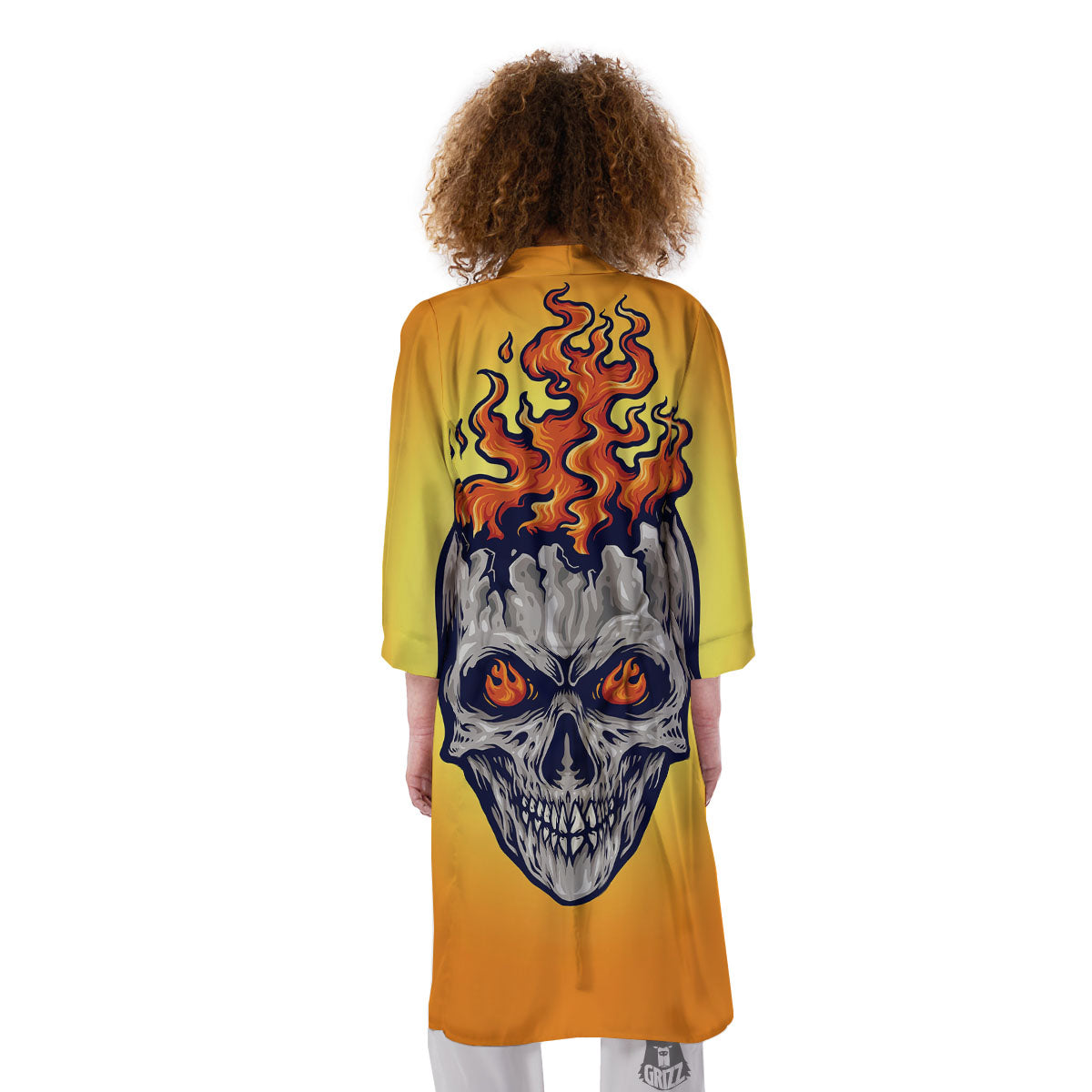 Devil Fire Punk Print Kimono-grizzshop