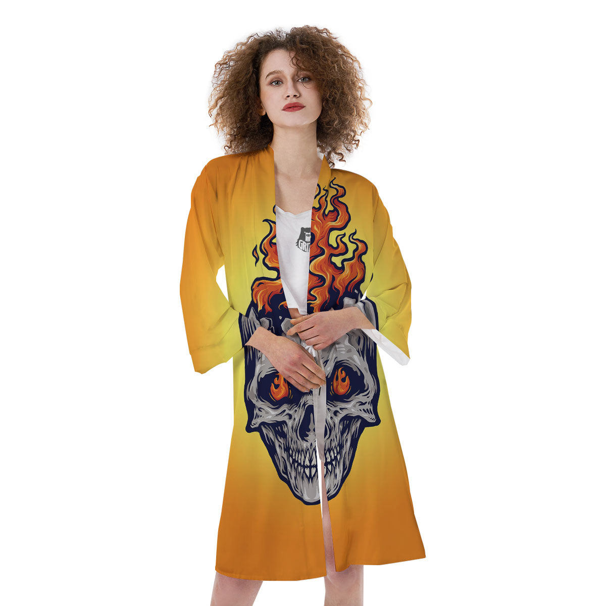 Devil Fire Punk Print Kimono-grizzshop